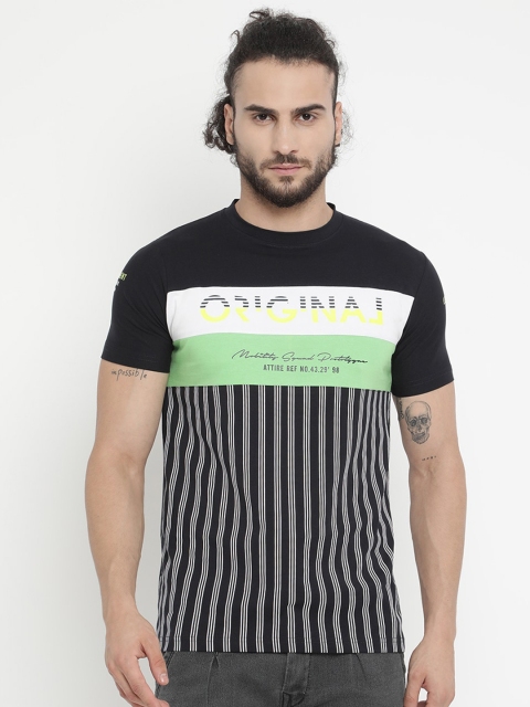 

V2 Value & Variety Men Navy Blue & White Printed Pure Cotton T-shirt