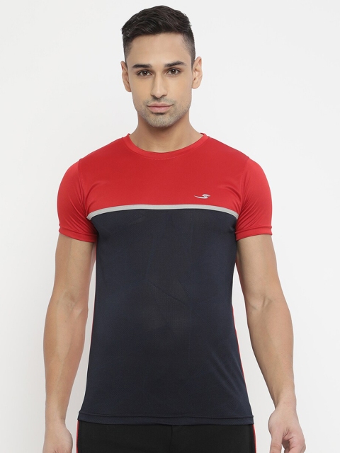 

V2 Value & Variety Men Red & Navy Blue Colourblocked T-shirt