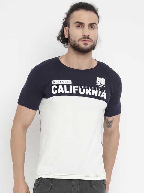

V2 Value & Variety Men Navy Blue Typography Applique T-shirt