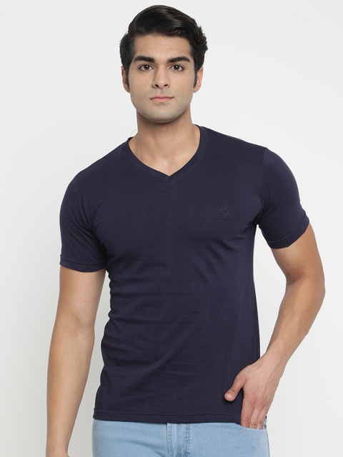 

V2 Value & Variety Men Navy Blue V-Neck T-shirt