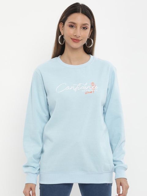 

V2 Value & Variety Women Blue Printed Fleece Sweatshirt
