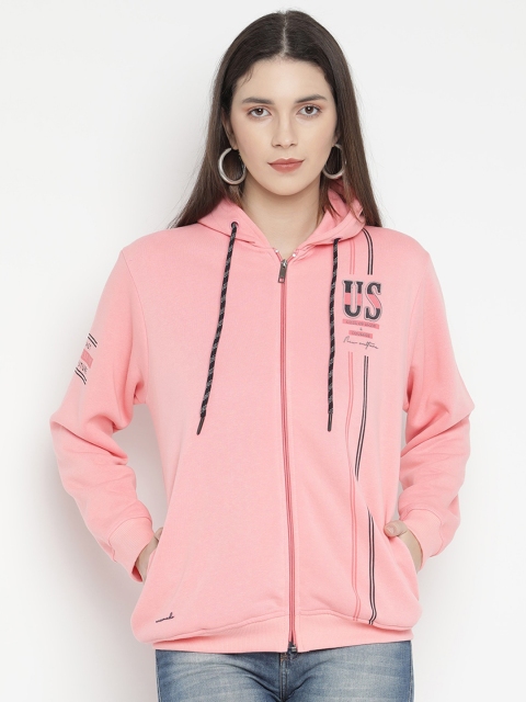 

V2 Value & Variety Women Pink Printed Hooded Sweatshirt