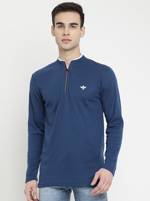 

V2 Value & Variety Men Blue Solid Mock Collar Pullover Sweater