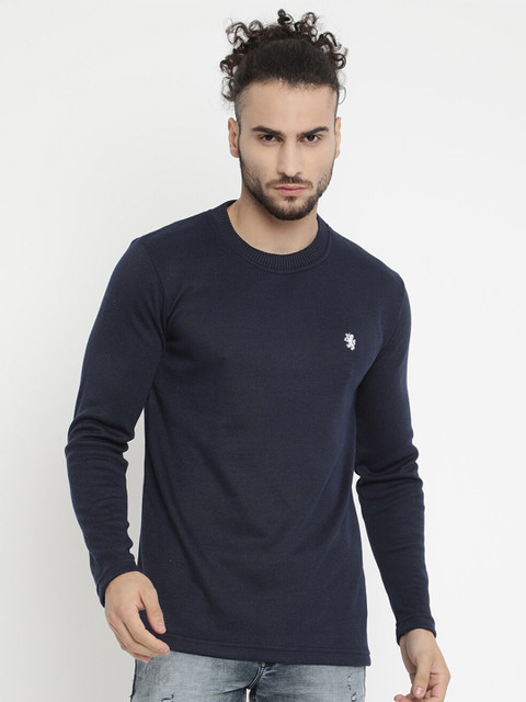 

V2 Value & Variety Men Navy Blue Solid Pullover Sweater