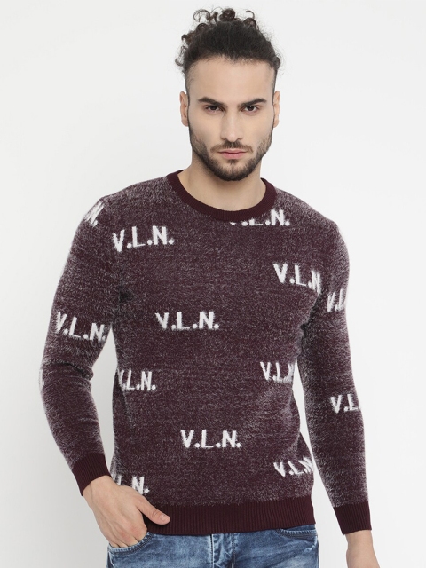 

V2 Value & Variety Men Maroon Typography Printed Pullover Sweater