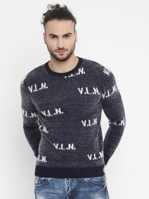 

V2 Value & Variety Men Navy Blue Typography Printed Pullover Sweater