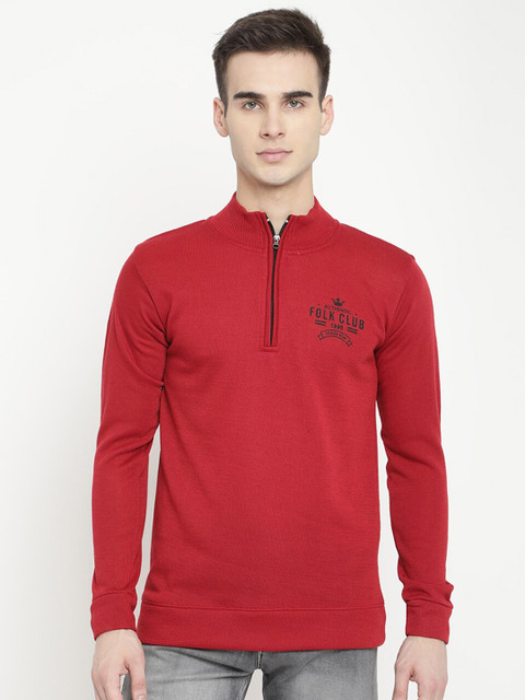 

V2 Value & Variety Men Maroon Solid Mock Collar Pullover Sweater