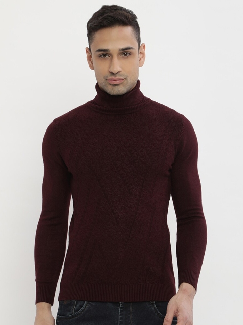 

V2 Value & Variety Men Maroon Solid Turtle Neck Pullover Sweater