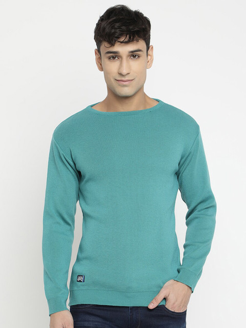 

V2 Value & Variety Men Teal Solid Boat Neck Pullover Sweater