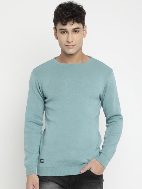 

V2 Value & Variety Men Mint Green Solid Boat Neck Pullover Sweater