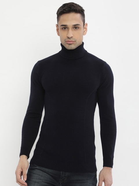 

V2 Value & Variety Men Navy Blue Solid Turtle Neck Pullover Sweater