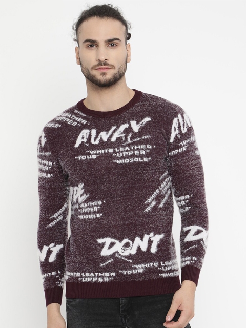 

V2 Value & Variety Men Maroon Typography Printed Pullover Sweater