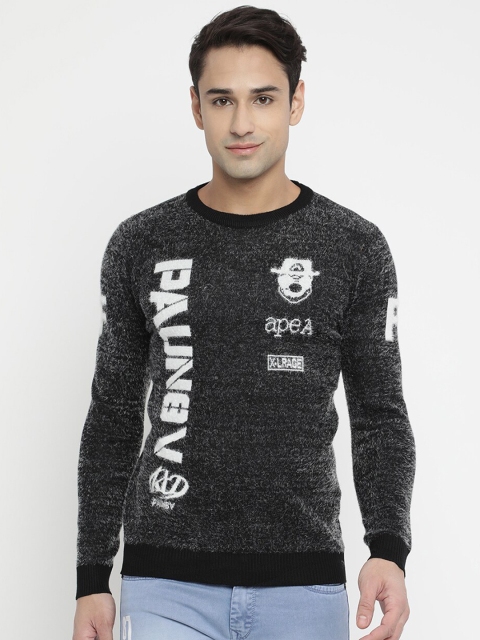 

V2 Value & Variety Men Black Typography Printed Pullover Sweater