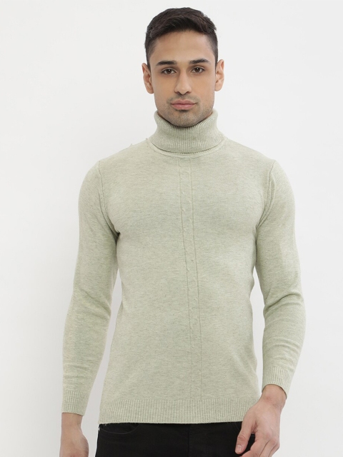 

V2 Value & Variety Men Pista Green Solid Turtle Neck Pullover Sweater