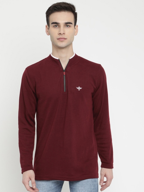 

V2 Value & Variety Men Maroon Solid Henley Neck Pullover Sweater