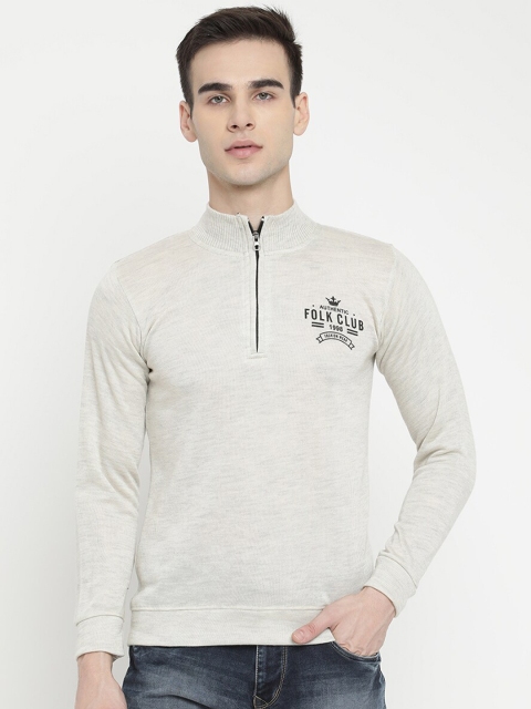 

V2 Value & Variety Men Beige Solid Mock Collar Pullover Sweater
