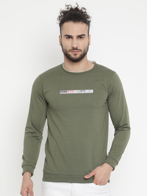 

V2 Value & Variety Men Olive Green Applique T-shirt