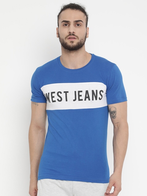 

V2 Value & Variety Men Blue Colourblocked Pure Cotton Applique T-shirt
