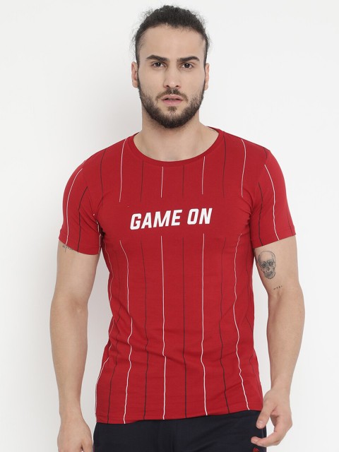 

V2 Value & Variety Men Red Printed Pure Cotton T-shirt