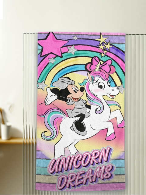 

YK Kids Pink & Yellow Minnie and Unicorn Printed Pure Cotton Bath Towel