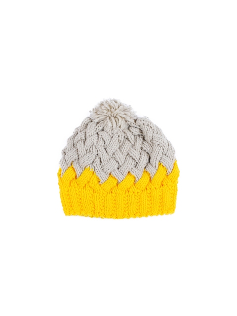

Bharatasya Girls Beige & Yellow Beanie