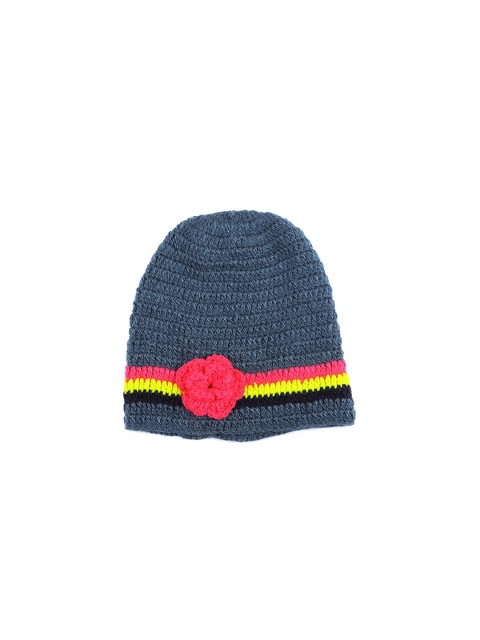 

Bharatasya Girls Grey & Fuchsia Beanie