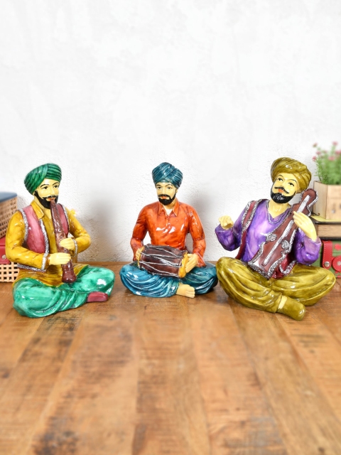 

Clasiko Set of 3 Punjabi Men With Musical Instruments Figurine, Purple