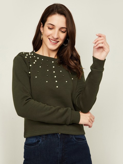 

Ginger by Lifestyle Women Olive Green Sweatshirt