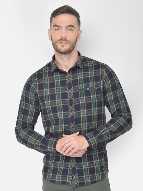 

Canary London Men Green Smart Slim Fit Tartan Checks Checked Casual Shirt