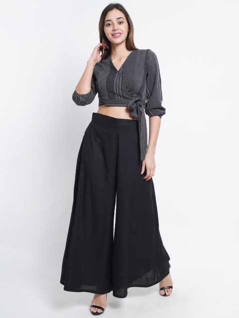 

Purple State Women Black & White Top with Palazzos