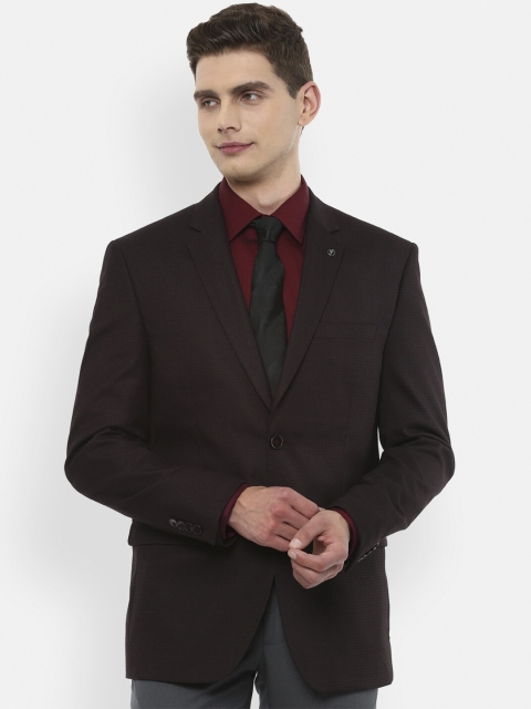 

Van Heusen Men Brown Checked Single-Breasted Slim-Fit Formal Blazer