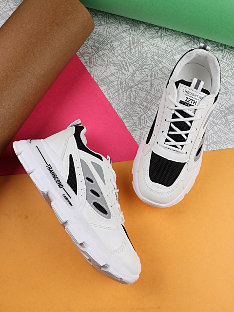 

THE WHITE POLE Women White & Black Colourblocked Sneakers