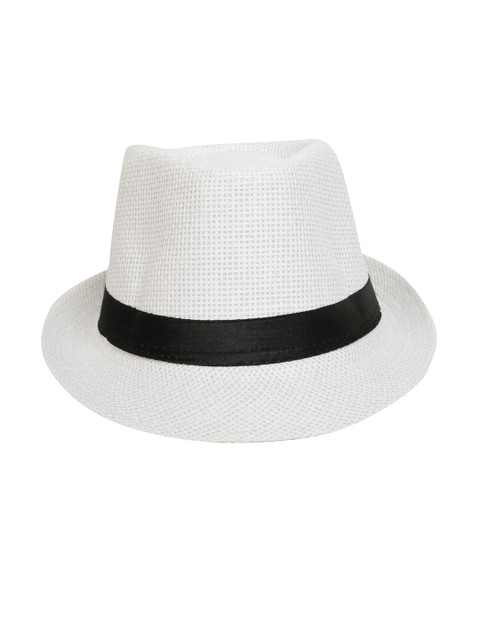 

FabSeasons Men White & Black Fedora Hat