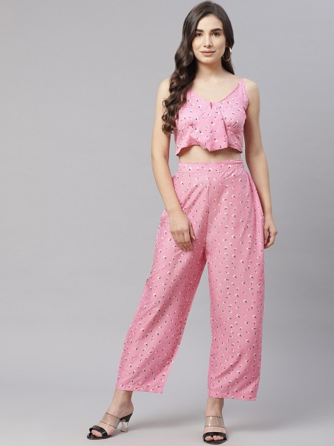 

SIRIKIT Pink & White Printed Two-Piece Jumpsuit