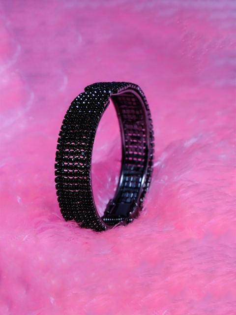 

AVANT-GARDE PARIS Women Black Silver-Plated Bangle-Style Bracelet