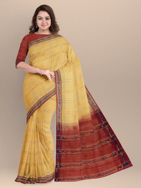 

APCO Yellow & Red Woven Design Pure Cotton Saree