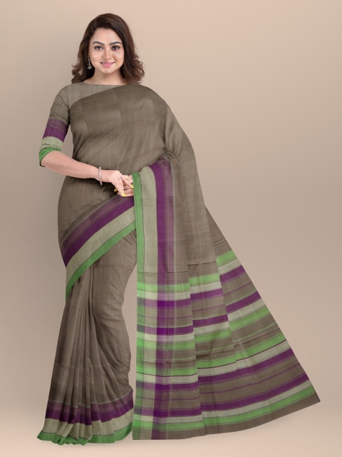 

APCO Grey & Purple Solid Pure Cotton Saree
