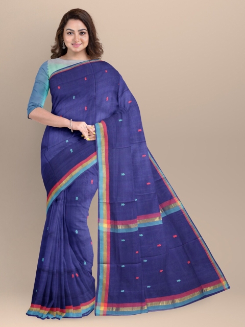 

APCO Blue & Pink Floral Zari Pure Cotton Saree