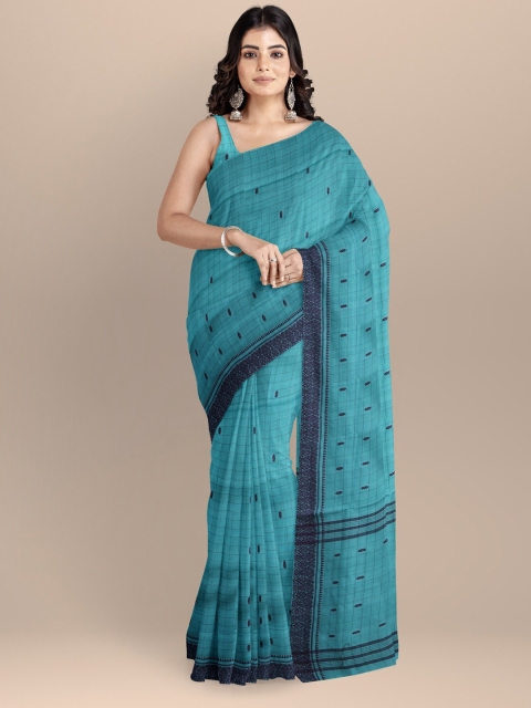 

APCO Teal & Navy Blue Ethnic Motifs Pure Cotton Saree