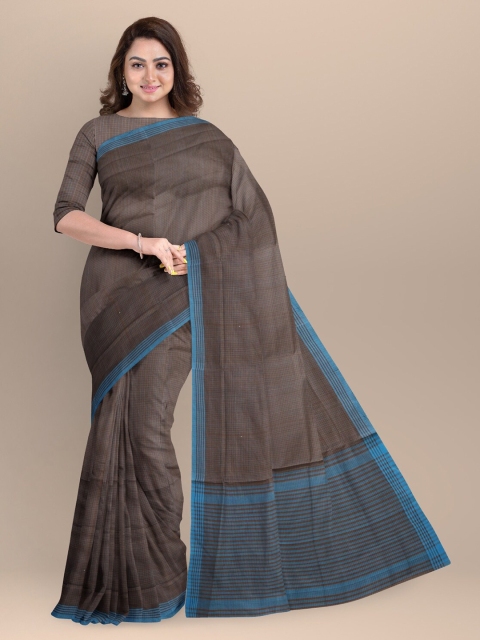 

APCO Grey & Blue Woven Design Solid Pure Cotton Saree