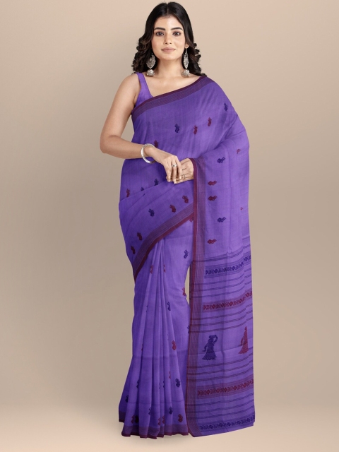 

APCO Purple & Navy Blue Woven Design Pure Cotton Saree