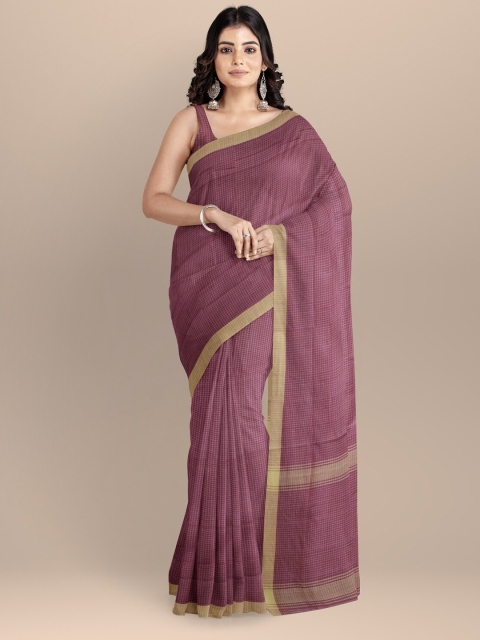 

APCO Pink & Beige Checked Pure Cotton Saree