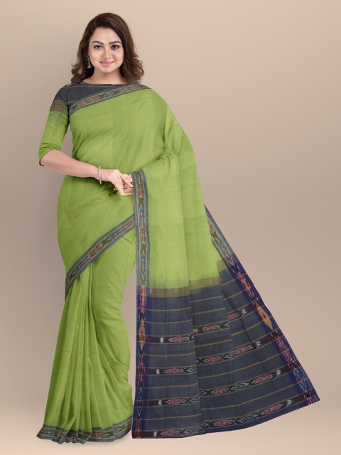 

APCO Green & Navy Blue Pure Cotton Saree
