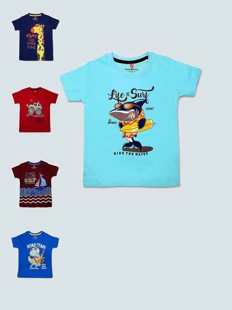 

Benny n Bunny Boys Multicoloured Pack of 5 Printed T-shirt, Multi