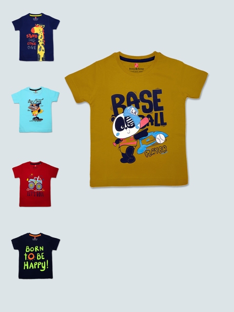 

Benny n Bunny Boys Multicoloured Pack of 5 Printed T-shirt, Multi