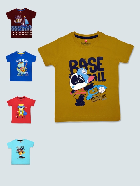 

Benny n Bunny Boys Multicoloured Pack of 5 Printed T-shirt, Multi