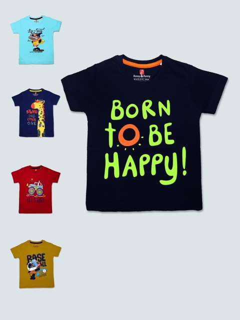 

Benny n Bunny Boys Multicoloured Pack of 5 Printed T-shirt, Multi
