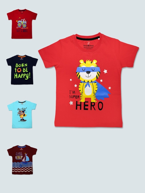 

Benny n Bunny Boys Multicoloured Pack of 5 Printed T-shirt, Multi