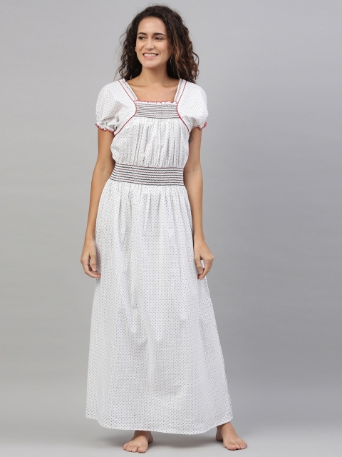 

TRUNDZ White Striped Maxi Nightdress
