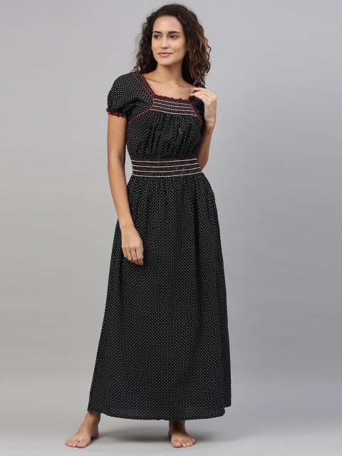 

TRUNDZ Black Printed Organic Cotton Maxi Nightdress